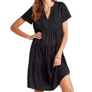 Maeve By Anthropologie Sacha Jacquard Tiered Tunic V-Neck Short Sleeves Small